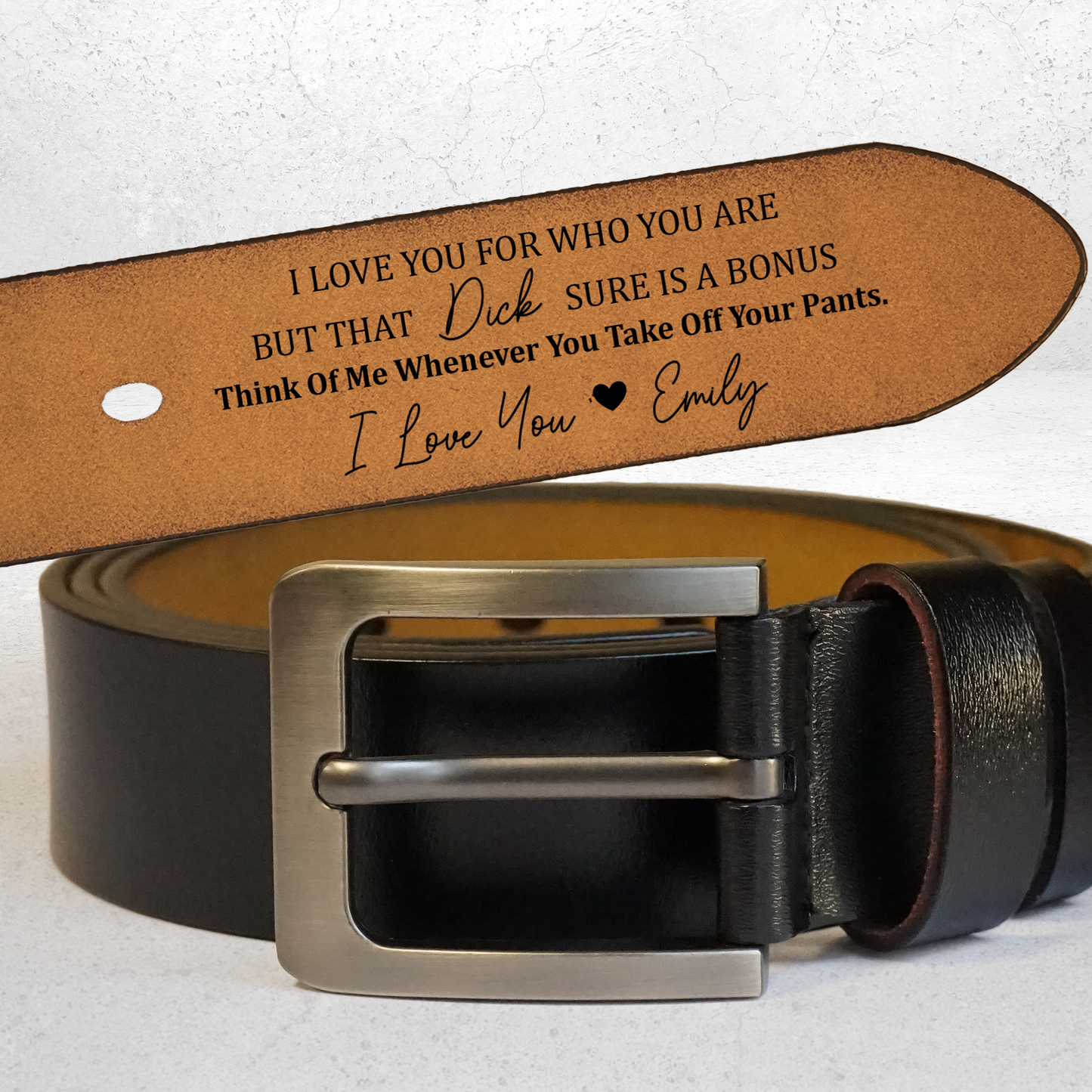 I Love You For Who You Are But That Sure Is A Bonus - Personalized Engraved Leather Belt Christmas Gift For Husband