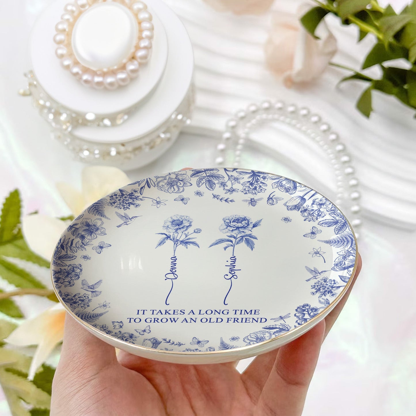 It Takes A Long Time To Grow An Old Friend - Personalized Jewelry Dish Christmas Gift For Friend