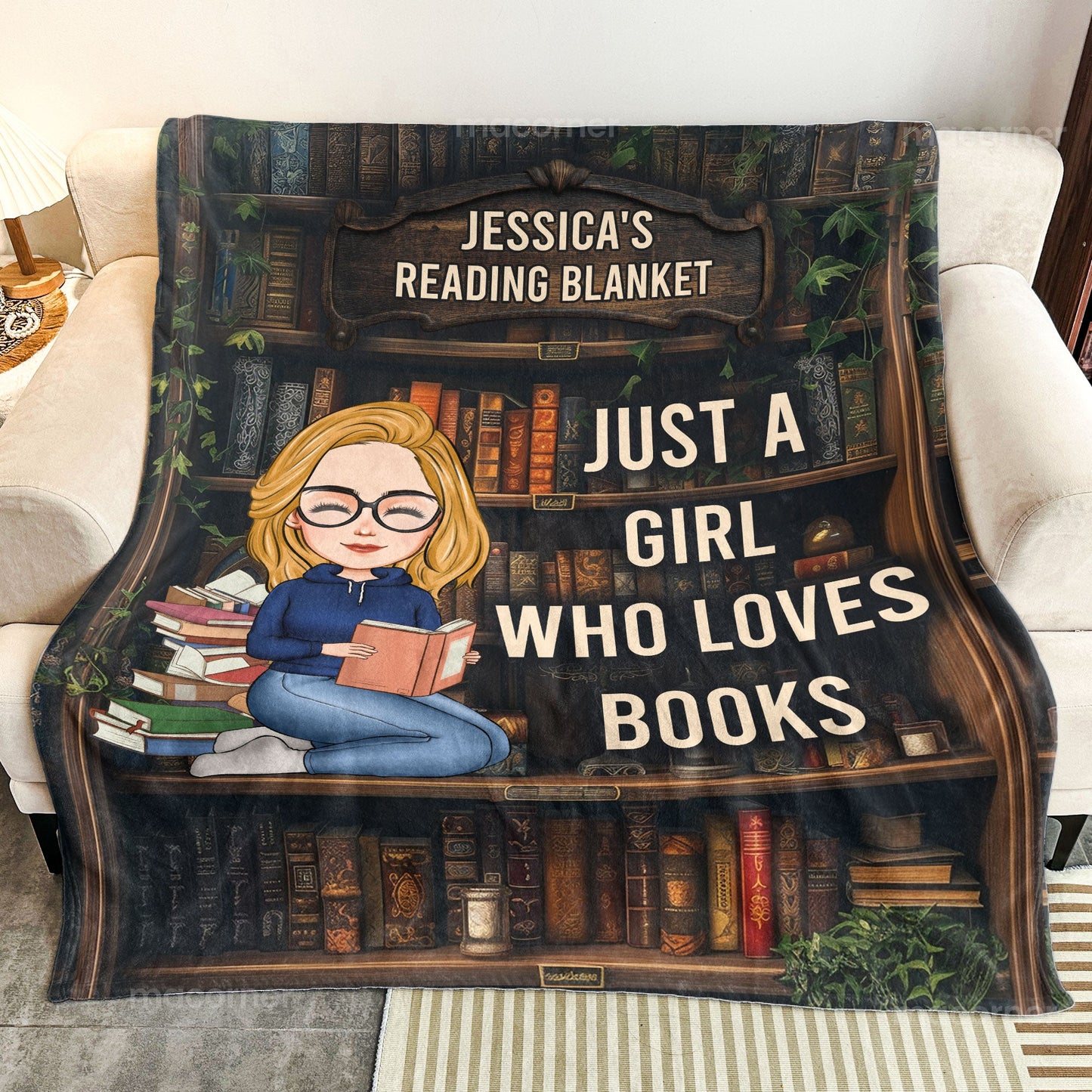 Just A Girl Who Loves Books - Personalized Blanket Christmas Gift For Daughter