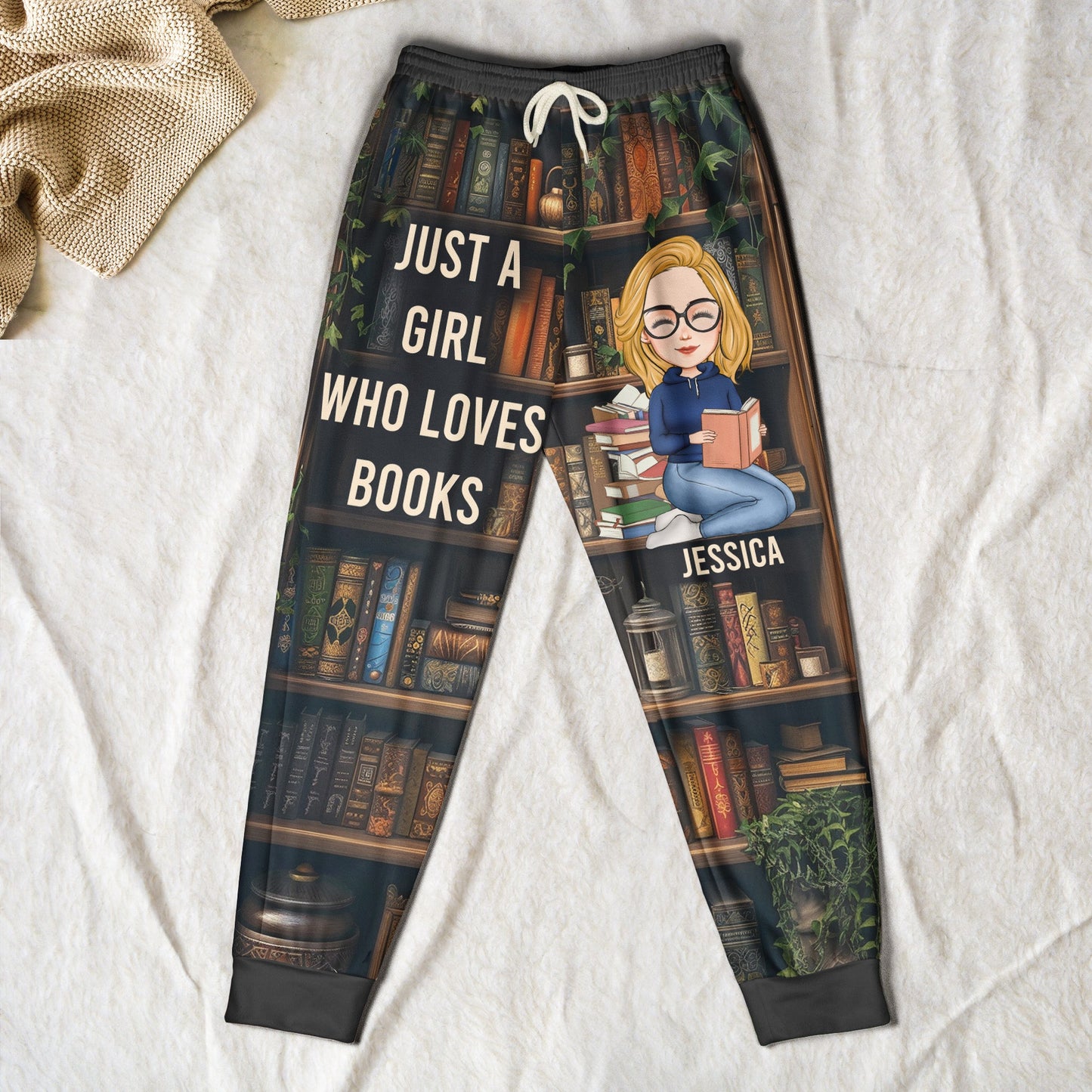 Just A Girl Who Loves Books - Personalized Sweatpants Lounge Pants With Pockets