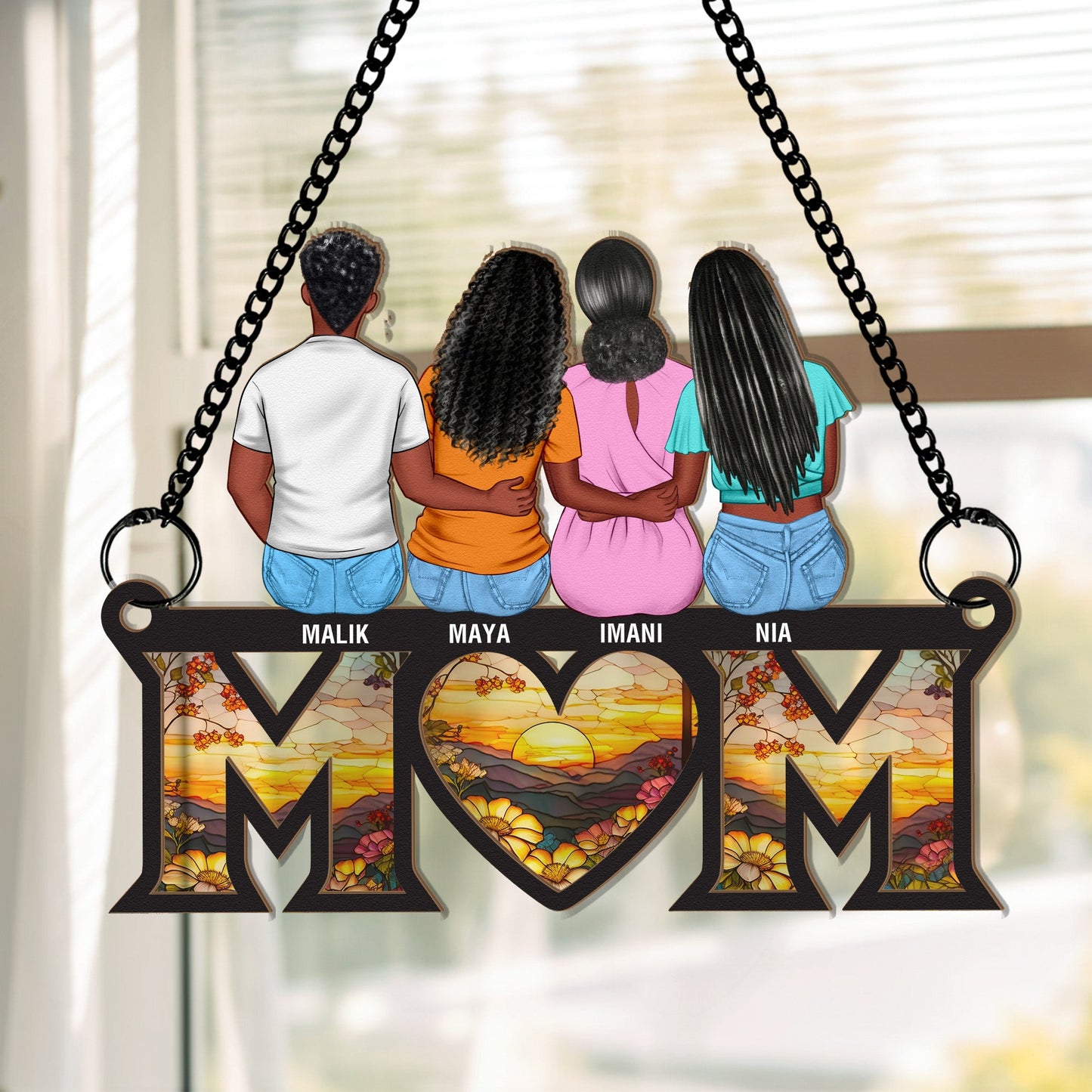 Gift For Mom - Personalized Window Hanging Suncatcher Ornament Christmas Gift For Mom