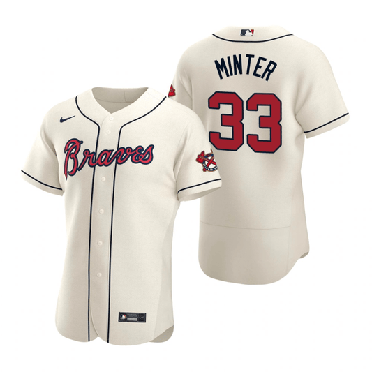 A.J. Minter Atlanta Braves Alternate Cream Baseball Player Jersey