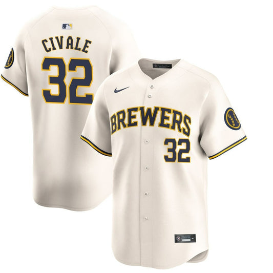 Aaron Civale Milwaukee Brewers 2024 Cream Home Limited Jersey
