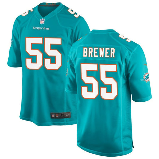 Aaron Brewer Miami Dolphins 2024 Player Game Aqua Jersey