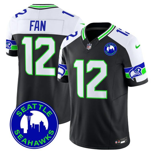 12th Fan Seahawks Seattle 2024 City Patch Vapor Limited Black Alternate Jersey