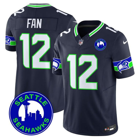 12th Fan Seahawks Seattle 2024 City Patch Vapor Limited Navy Jersey