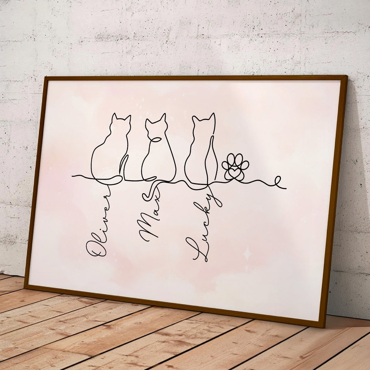 Cat Line Art Gift For Cat Lovers - Personalized Poster