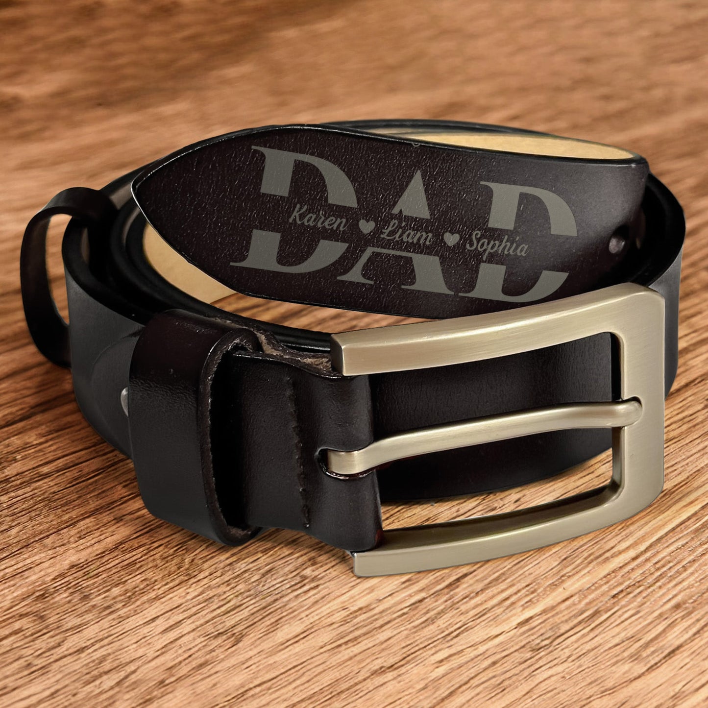 Father's Day Gifts From Wife - Having You As A Dad - Personalized Engraved Leather Belt