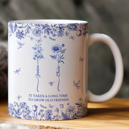 If Besties Were Flowers I'd Pick You - Toile De Jouy Birth Flowers - Personalized Mug