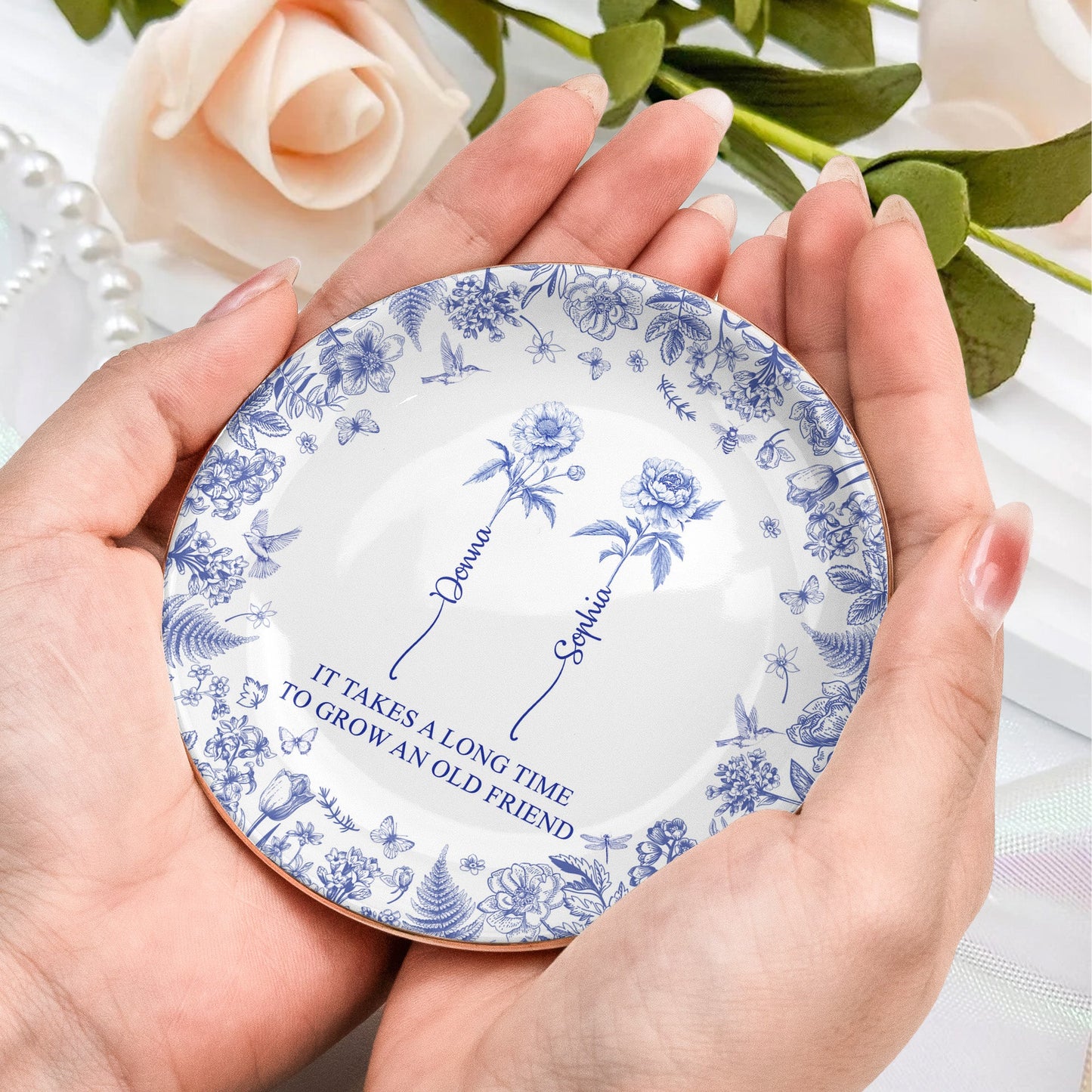 It Takes A Long Time To Grow An Old Friend - Personalized Jewelry Dish  Christmas Gift For Friend