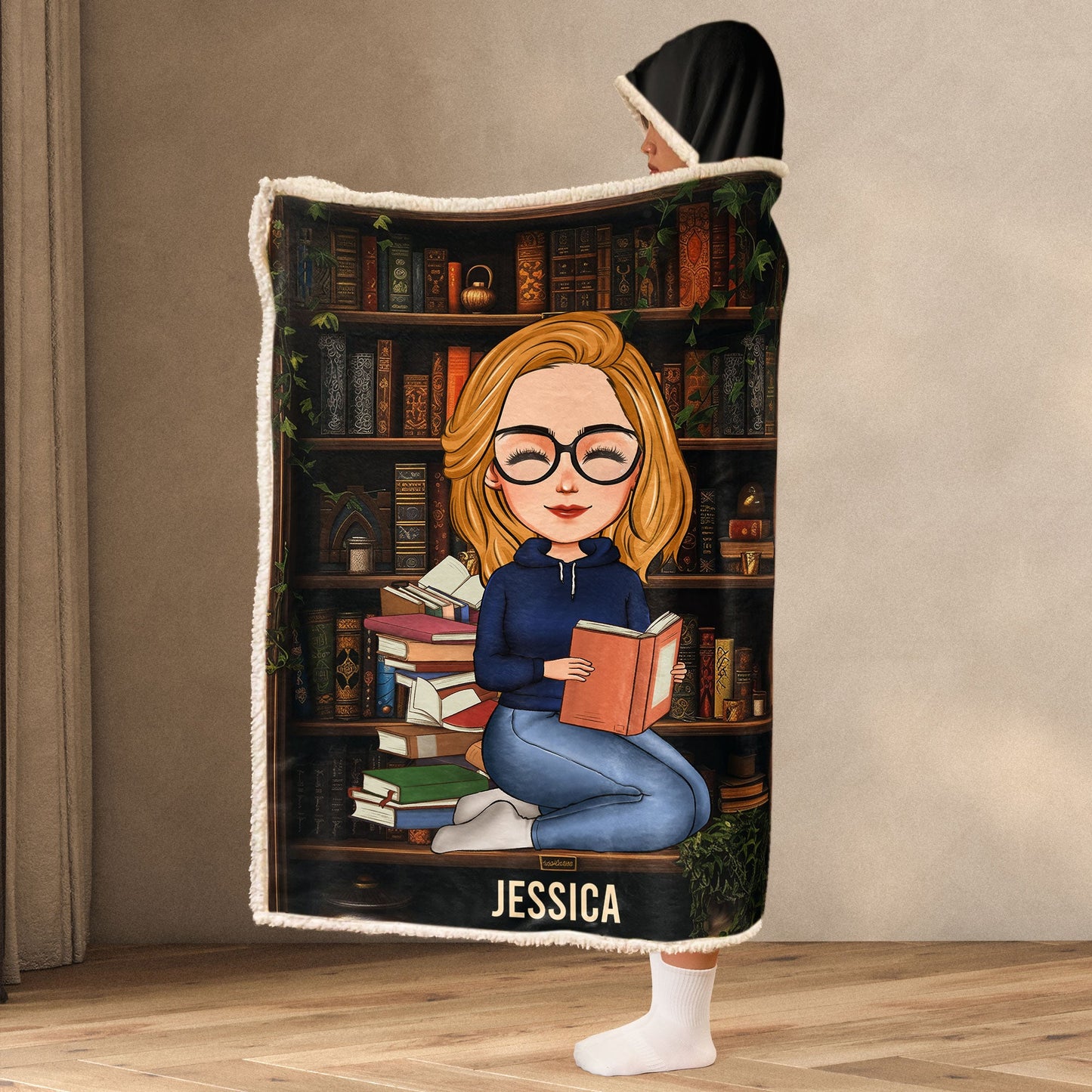 Just A Girl Who Loves Books - Personalized Wearable Blanket