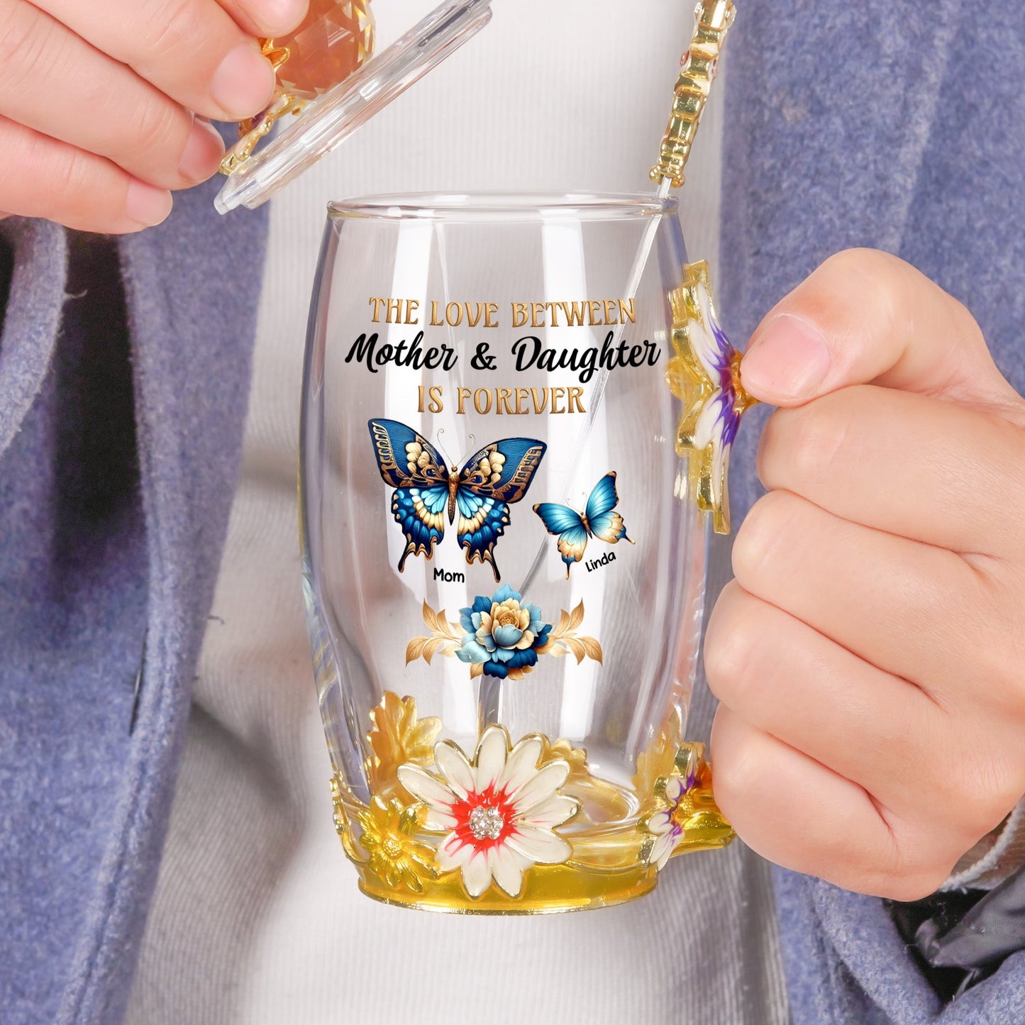 Love Between Mother & Daughters - Personalized Enamel Tea Cup