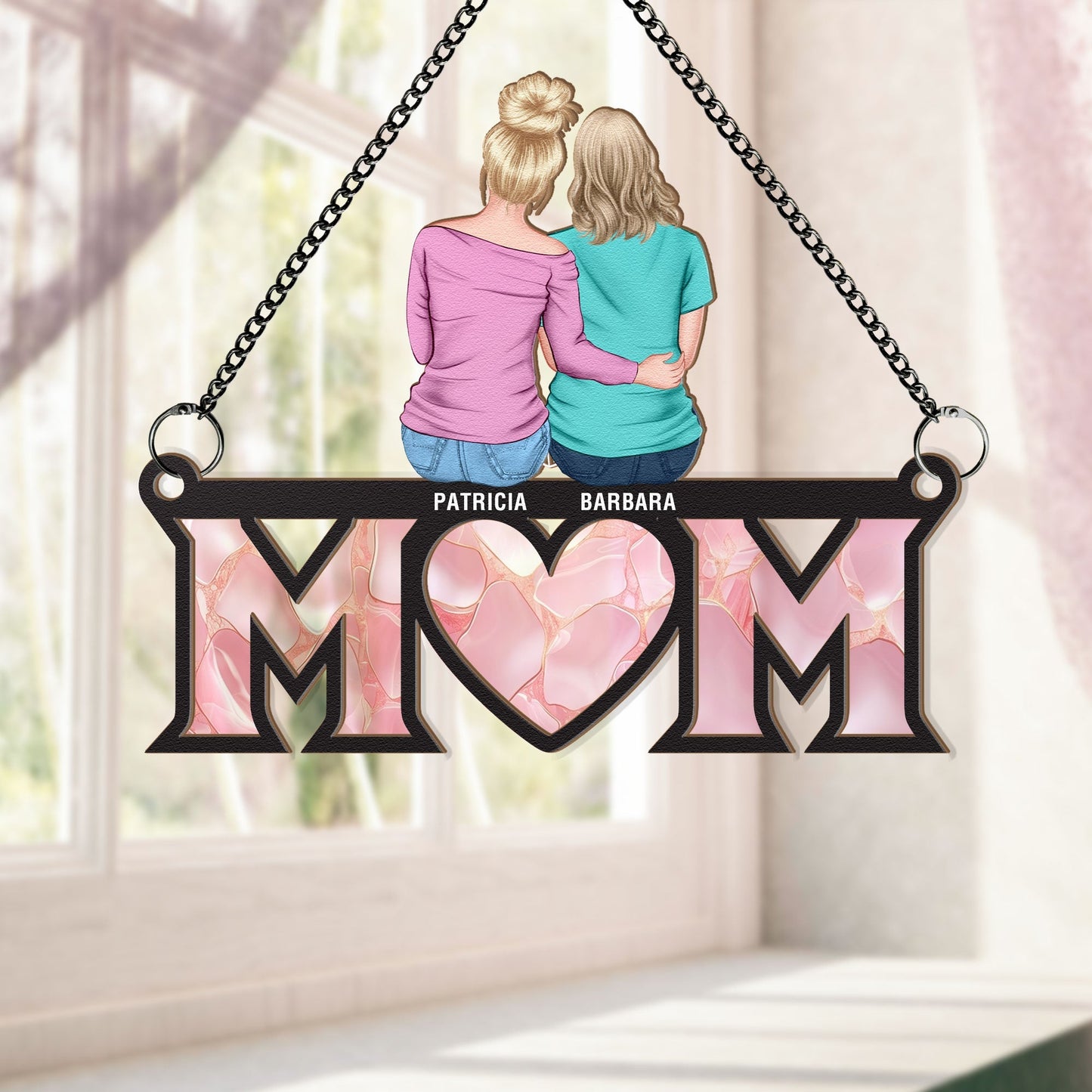 Gift For Mom - Personalized Window Hanging Suncatcher Ornament Christmas Gift For Mom
