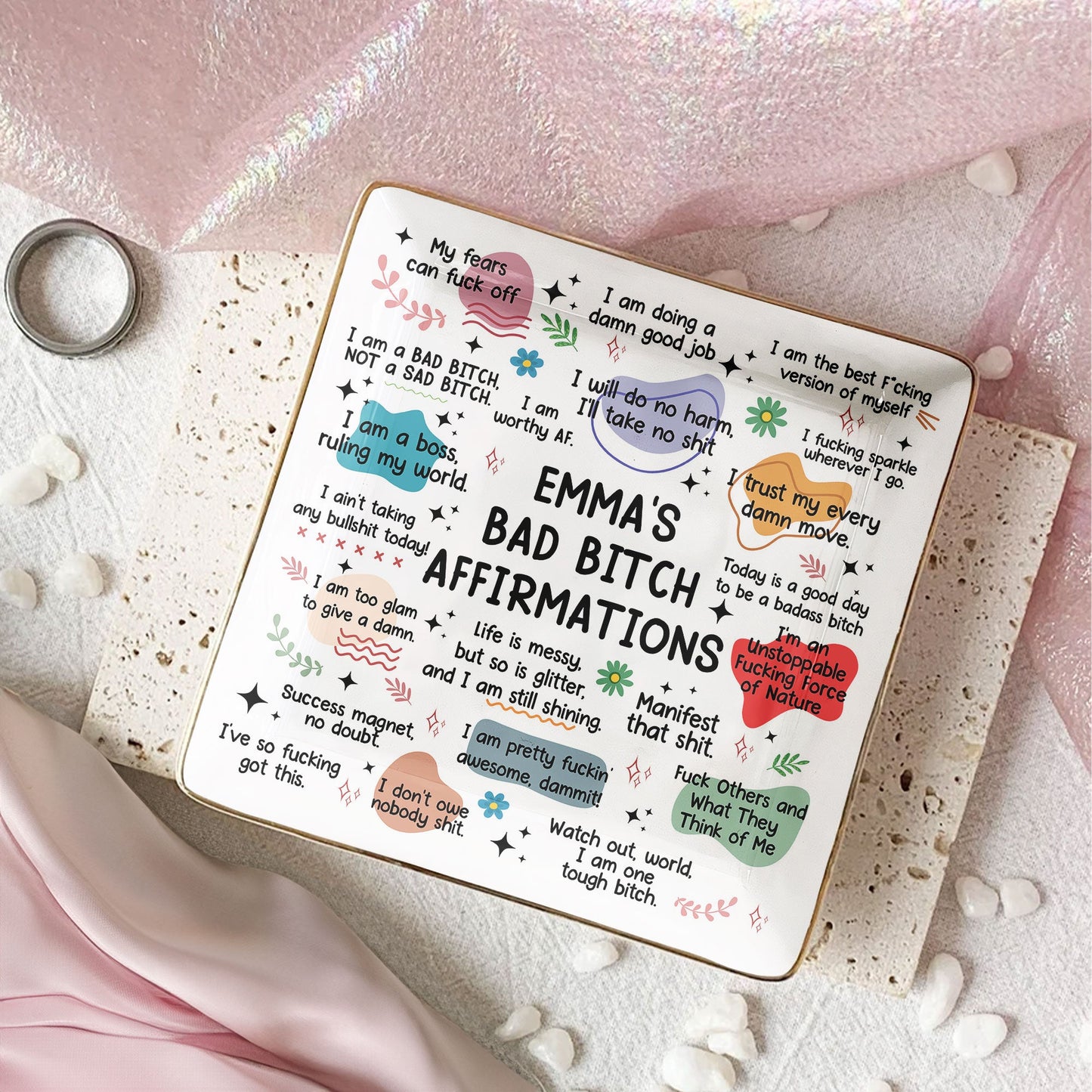 My Swear Affirmations - Gifts For Daughter, Friend, For Me Gift - Personalized Jewelry Dish  Christmas Gift For Friend Christmas Gift For Daughter