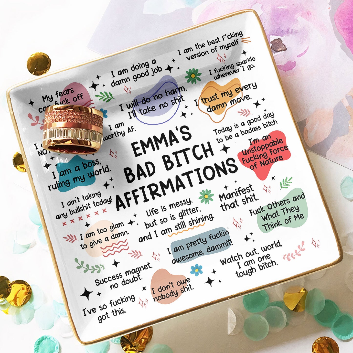 My Swear Affirmations - Gifts For Daughter, Friend, For Me Gift - Personalized Jewelry Dish  Christmas Gift For Friend Christmas Gift For Daughter